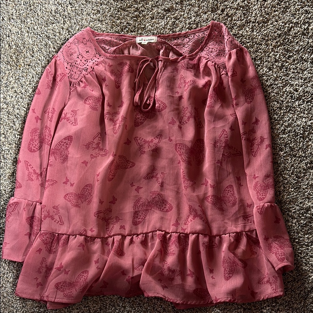 Self Esteem Mauve Lace Blouse